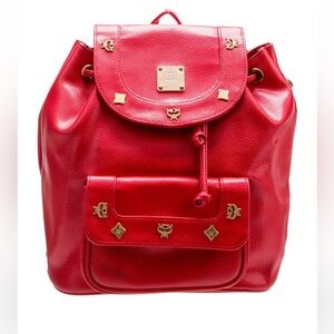 MCM vintage Red Leather Backpack